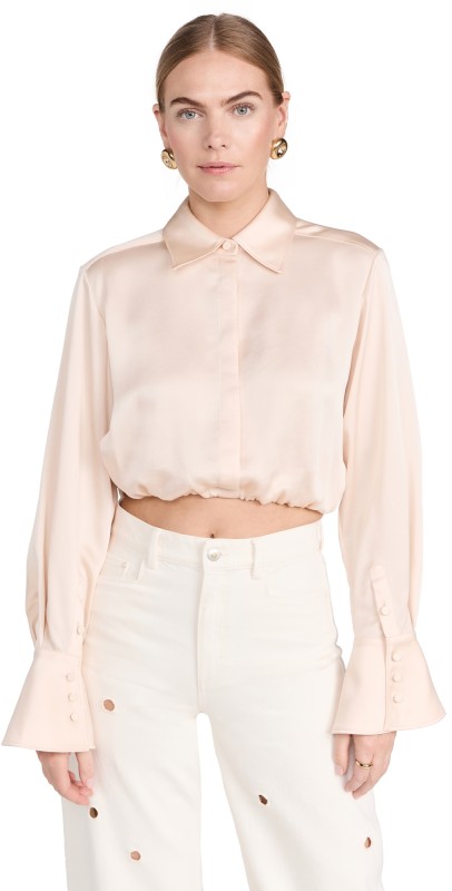 SIMKHAI Blythe Button Up Top Blush