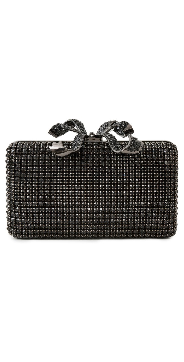 Self Portrait Black Crystal Box Clutch Black