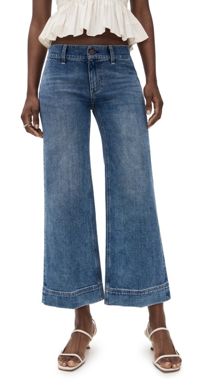 alice + olivia Slay Clean Wide Leg Ankle Jeans Avery Blue