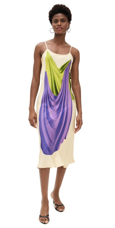 BruceGlen Double Drape Slip Dress Beige Double Drape