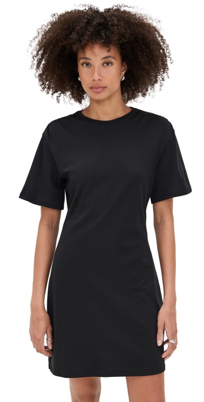 Theory Gather Shoulder Tee Shirt Dress Black