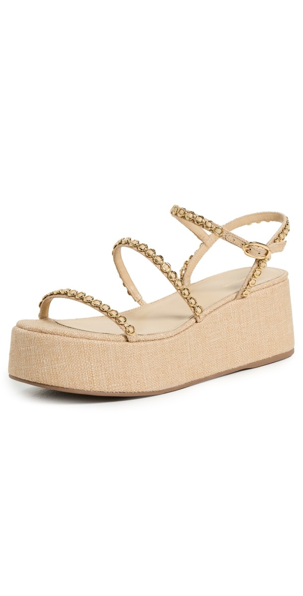 Larroudé Gio Milanina Flatform Sandals Beige
