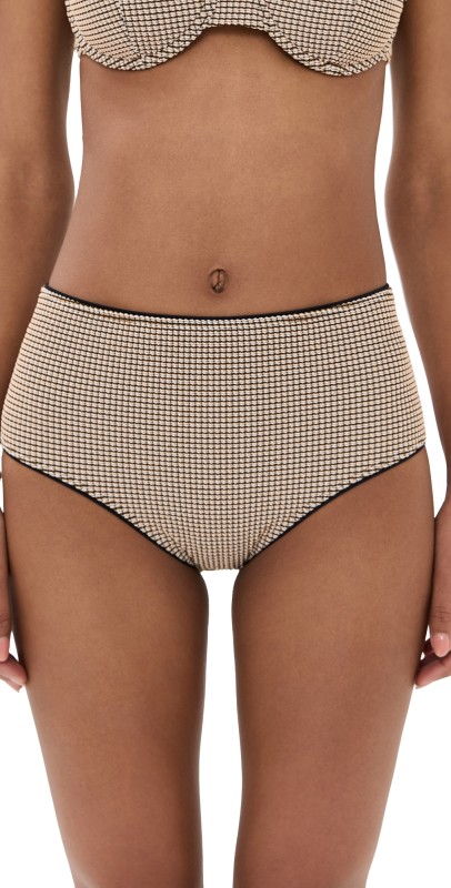STAUD Devon High Rise Bikini Bottoms Natural Pique