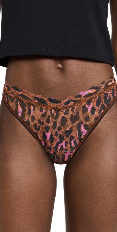 Hanky Panky Printed Signature Lace V-Front High Cut Thong Throwback