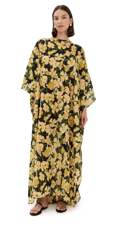La Vie Style House Yellow Floral Maxi Keyhole Dress Yellow