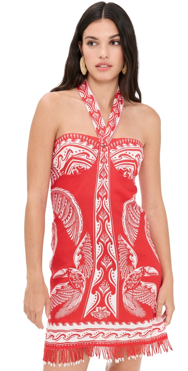 FARM Rio Majestic Coconut Tree Red Mini Dress Majestic Coconut Tree Red
