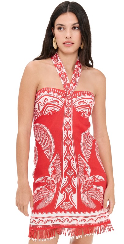 FARM Rio Majestic Coconut Tree Red Mini Dress Majestic Coconut Tree Red