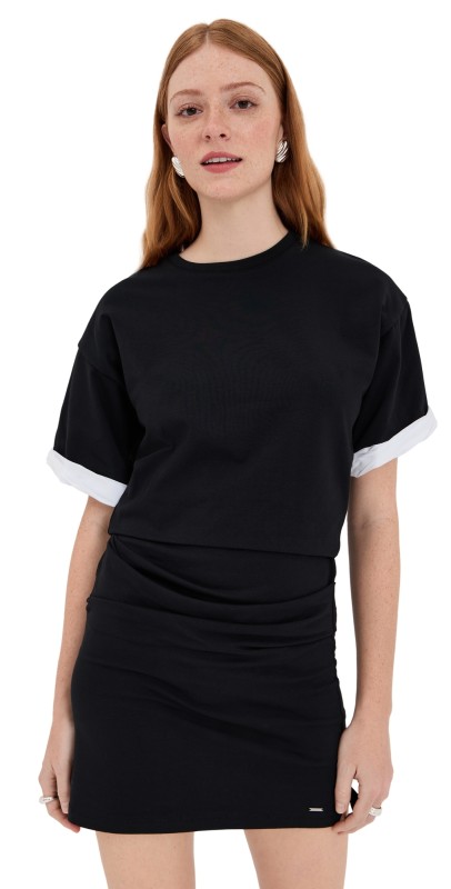 SIMKHAI Cody Short Sleeve Mini Dress Black