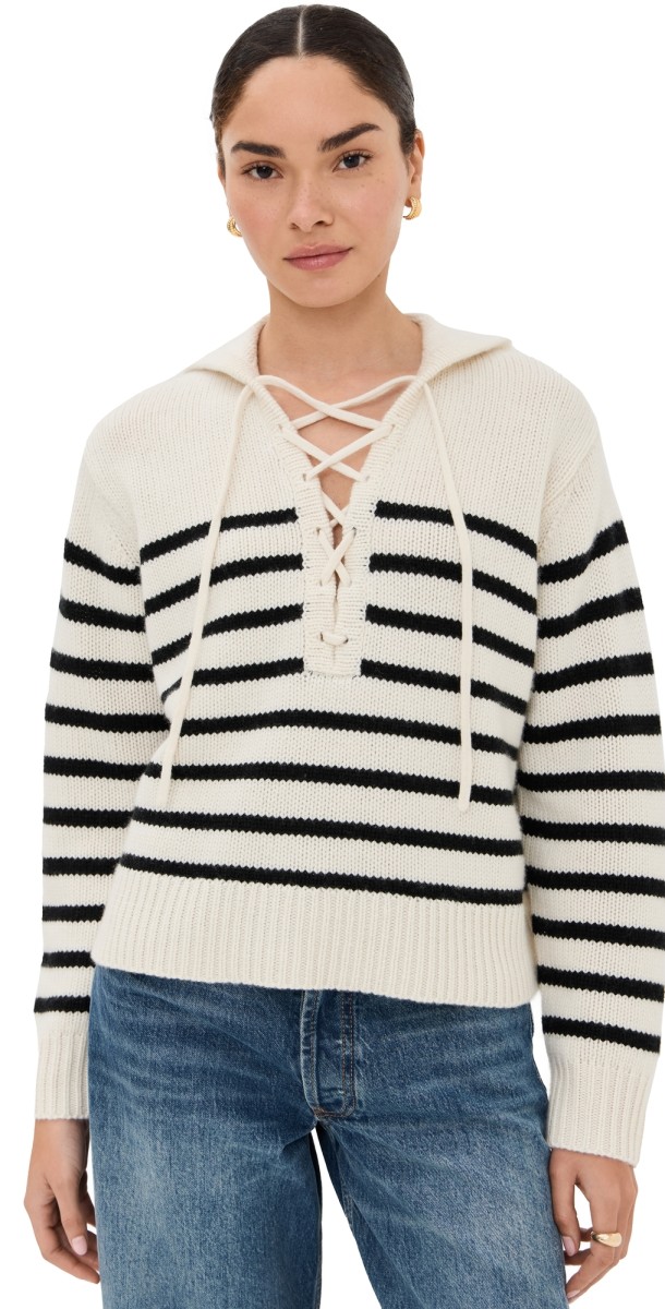 Nili Lotan Noemi Stripe Sweater Ivory/Black Stripe
