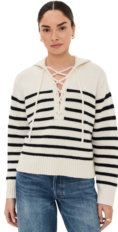 Nili Lotan Noemi Stripe Sweater Ivory/Black Stripe