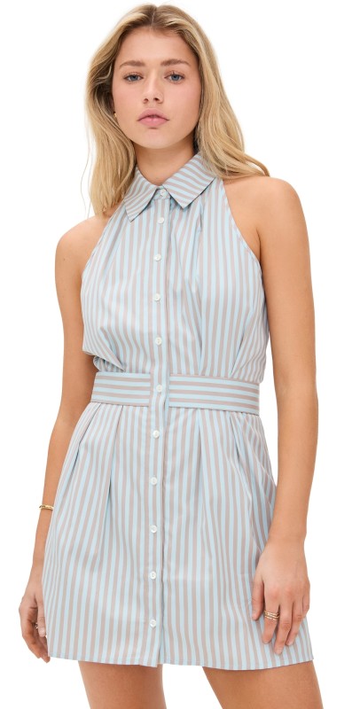 HEVRON Domino Mini Dress Ice Blue Stripe
