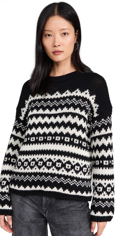 Velvet Maywood Crew Neck Sweater Black/Milk