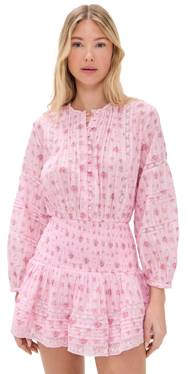LoveShackFancy Janis Dress Raspberry Fields
