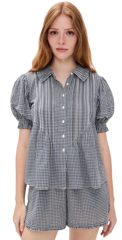 Birds of Paradis Jess Blouse Inkwell Gingham