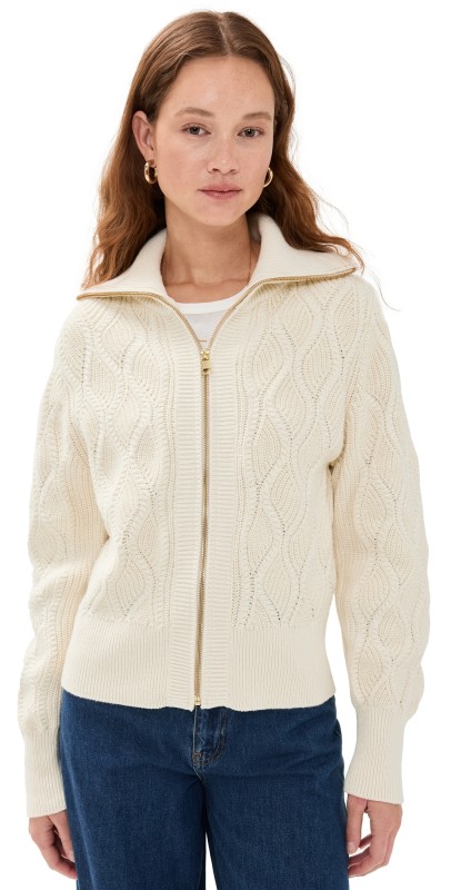 Varley Lando Full Zip Knit Birch