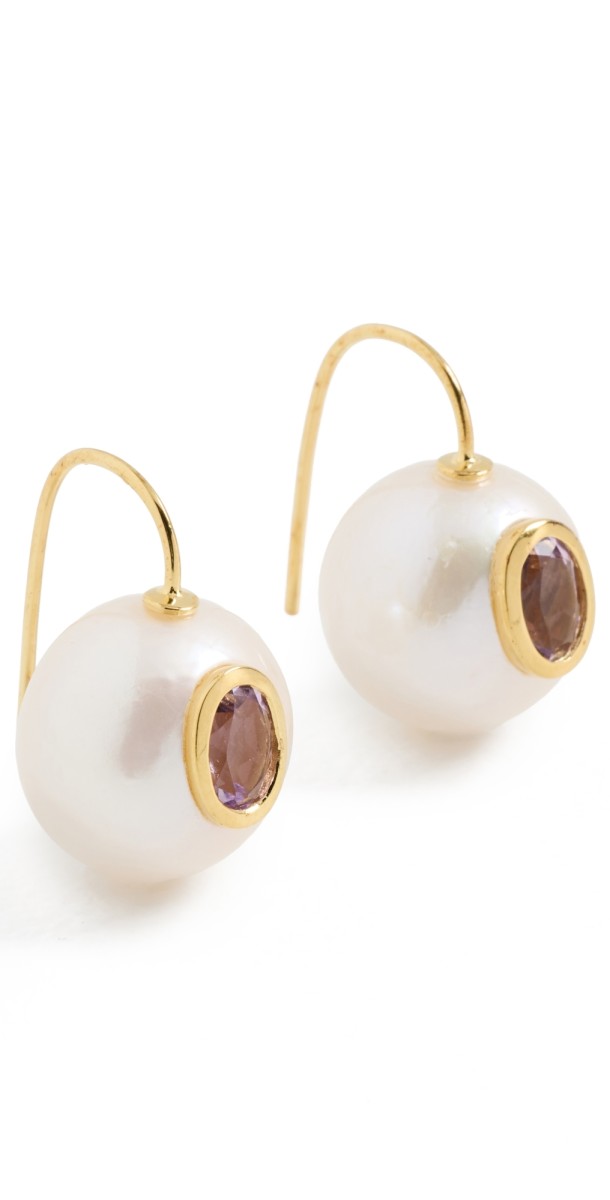 Lizzie Fortunato Pearl Pablo Earrings Pink Amethyst