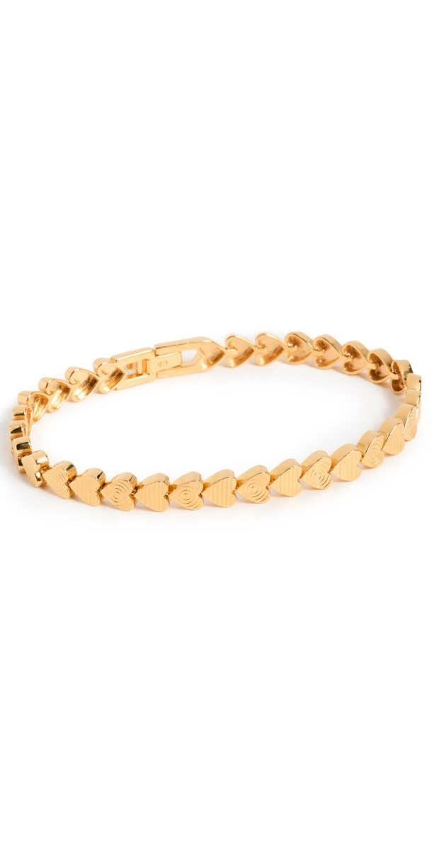 Gwen Beloti Heart Etched Link Bracelet Gold