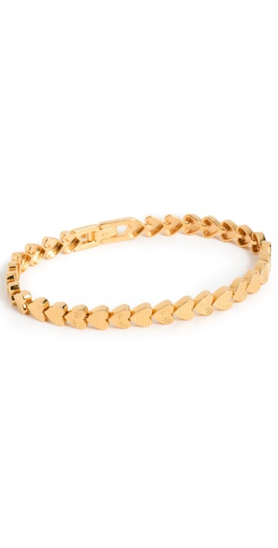 Gwen Beloti Heart Etched Link Bracelet Gold