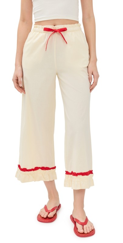 Damson Madder Tula Frilly Hem Trousers Butter/Red