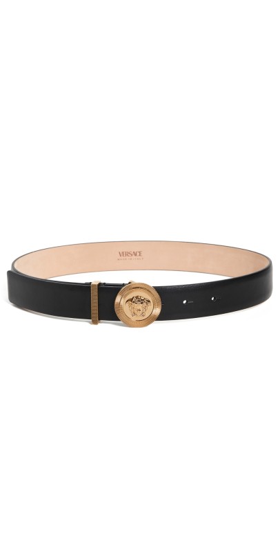 Versace Belt H.30 Calf Leather 1B00V-Black-Versace Gold