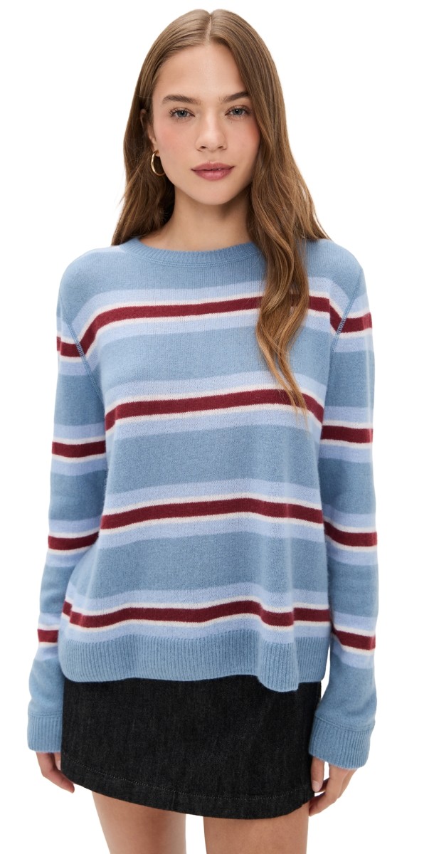 Reformation Cashmere Boyfriend Sweater Bluebell Multi Stripe