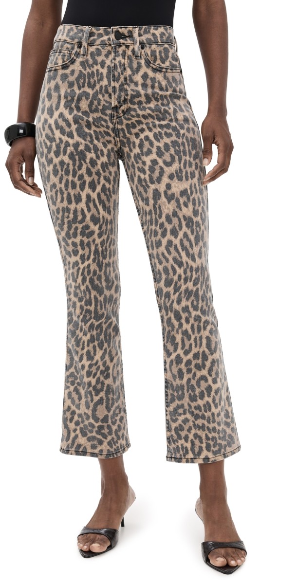 Good American Good Standard Kick Flare Leopard Jeans Lucky Leopard001