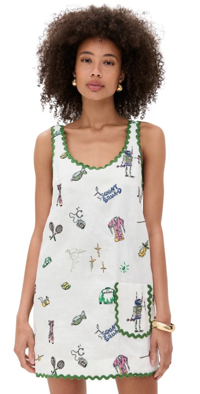 ALÉMAIS Play Embroidered Mini Dress Cream