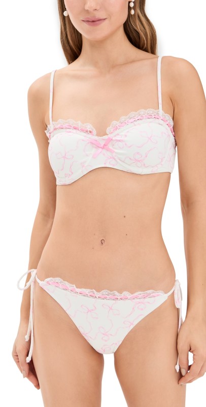 LoveShackFancy Tallie Bikini Set Pastry Pink