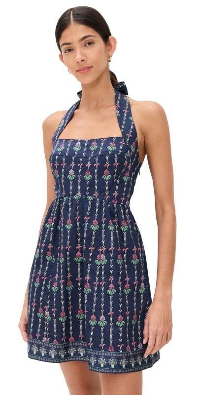 Hill House Home The Fleur Mini Dress Trailing Fern/Navy Multi