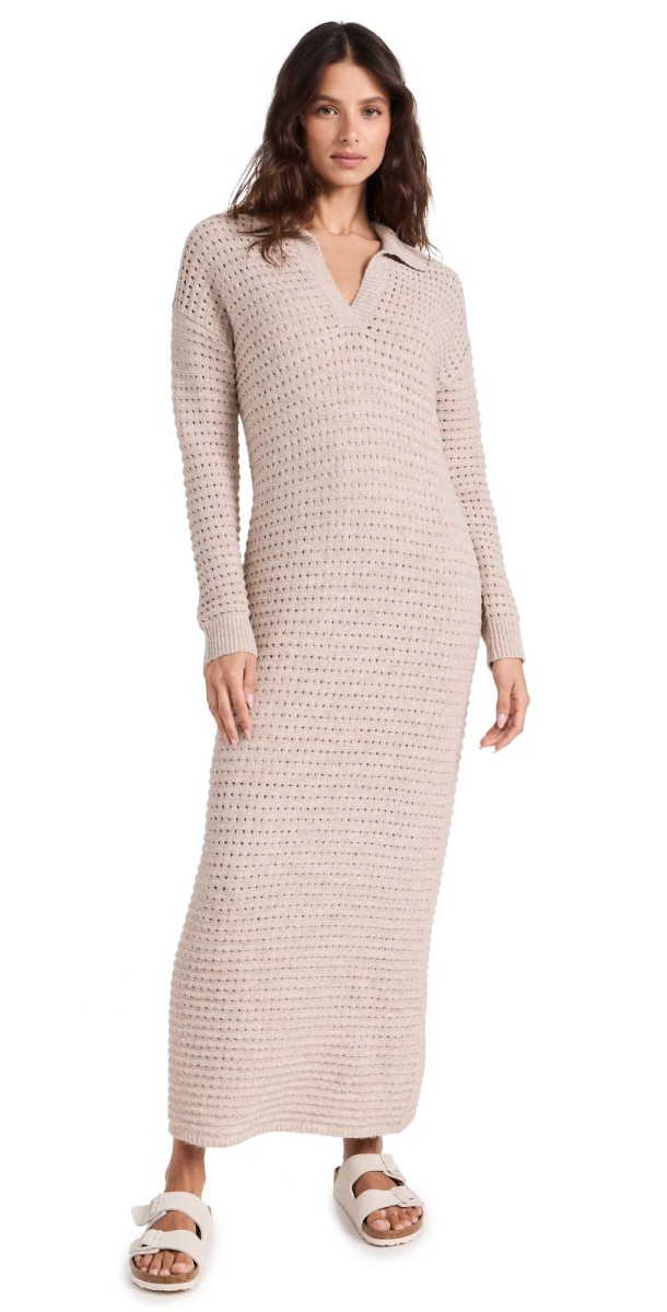 525 Raya Pointelle Polo Dress Oat