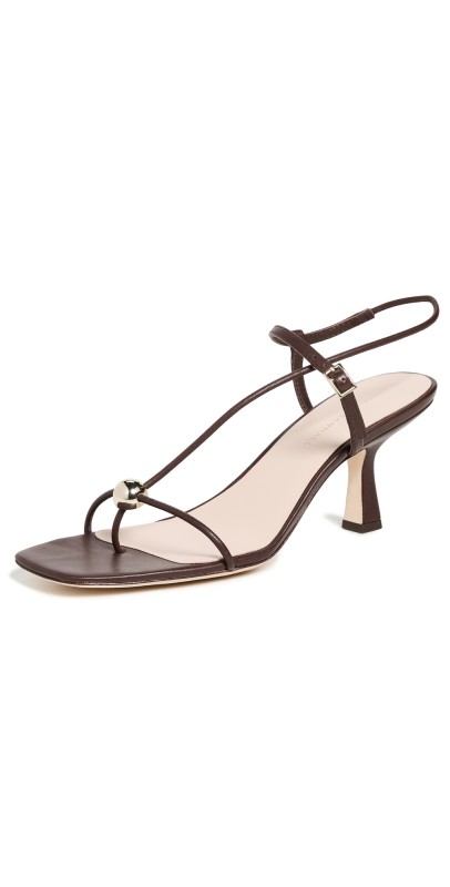 Loeffler Randall Triana Strappy Mid-Heel Sandals with Ball Espresso