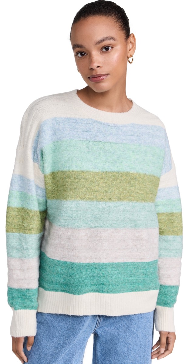 Little Lies Stripe Tonal Sweater Green/Cream