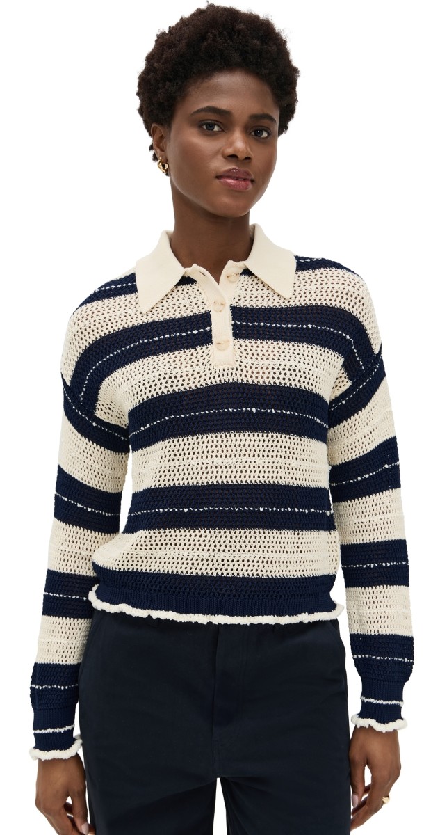 Tanya Taylor Quinn Sweater Maritime Blue/Ivory Multi