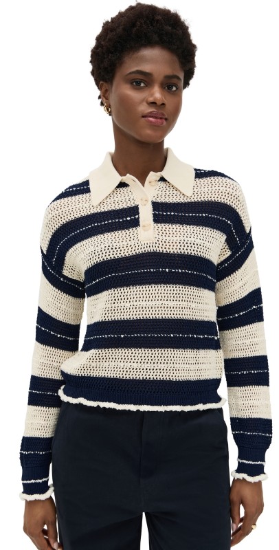 Tanya Taylor Quinn Sweater Maritime Blue/Ivory Multi