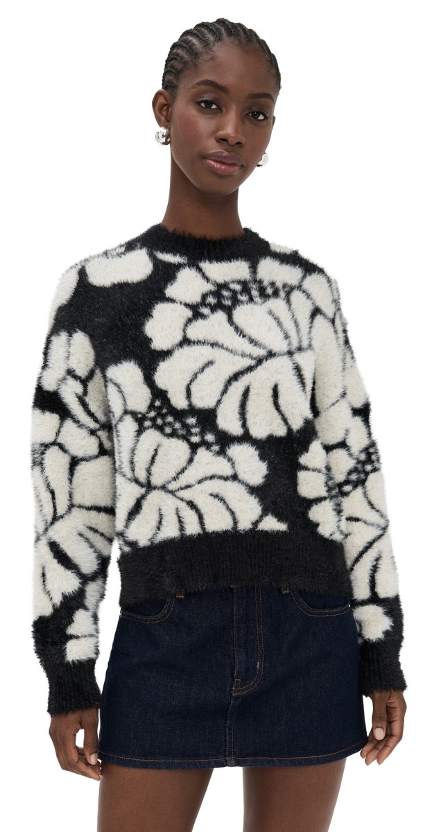 MINKPINK Eden Intarzia Knit Sweater Black/Cream
