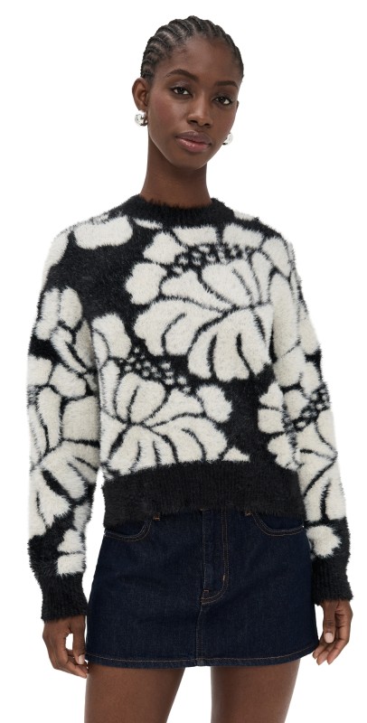MINKPINK Eden Intarzia Knit Sweater Black/Cream