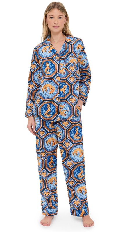 Printfresh Long Pajama Set Fancy Fox/French Blue