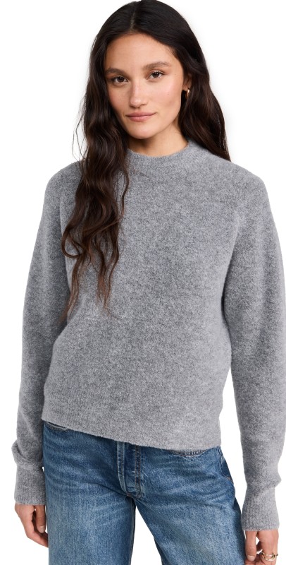 White + Warren Boucle Cashmere Blend Sweatshirt Pale Smoke