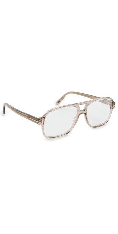 Tom Ford Aviator Glasses Shiny Transp Oyster