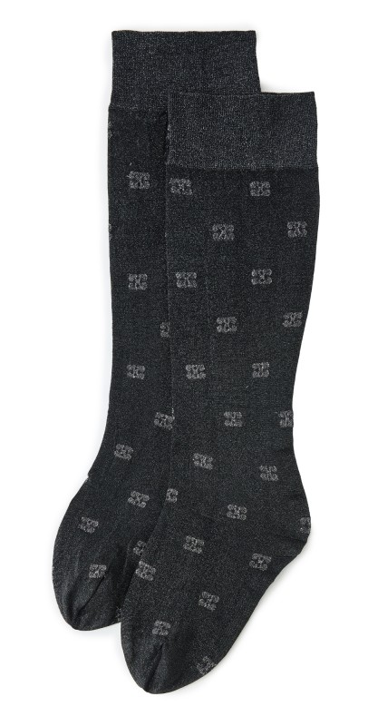 GANNI Butterfly Lace Glitter Socks Black