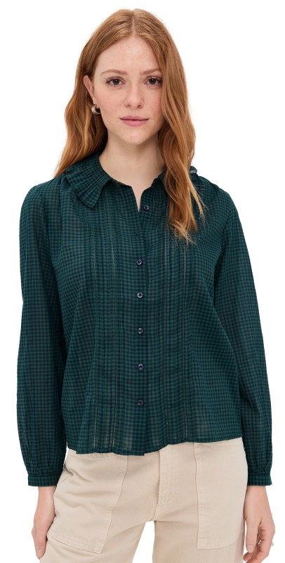 Birds of Paradis Alise Blouse Sea Pine Check