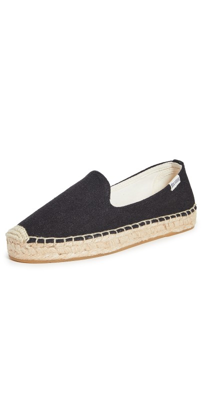 Soludos Platform Smoking Slipper Espadrilles Black