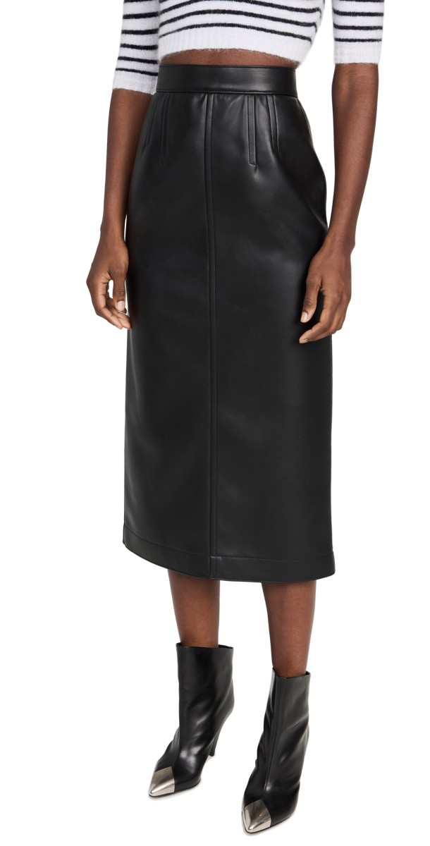 Philosophy di Lorenzo Serafini Faux Leather Midi Skirt Black