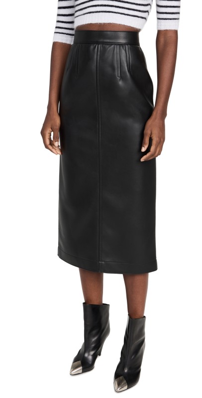 Philosophy di Lorenzo Serafini Faux Leather Midi Skirt Black