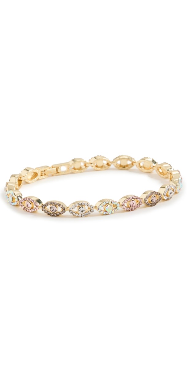 BaubleBar Evil Eye Tennis Bracelet 6.75 Neutral/Gold