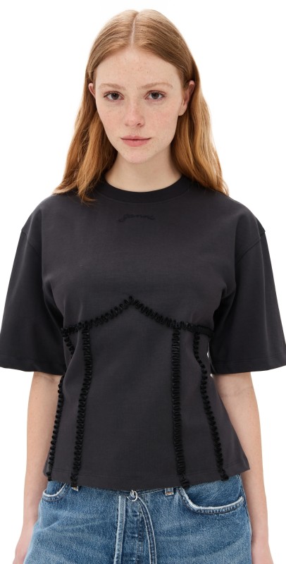 GANNI Heavy Cotton Tie Back Waisted T-shirt Phantom