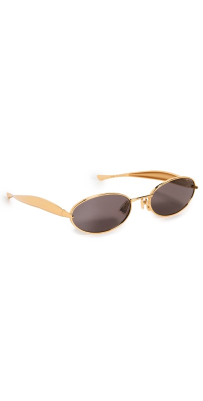 Bottega Veneta BV1386S Sunglasses Gold-Gold-Grey