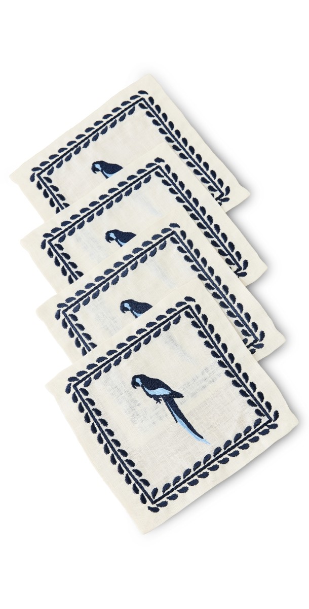Johanna Ortiz Deep Navy Caica Cocktail Napkin Set of 4 Deep Navy