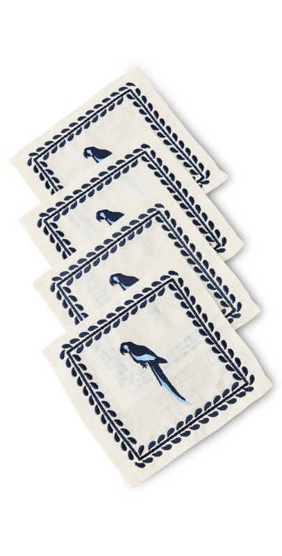 Johanna Ortiz Deep Navy Caica Cocktail Napkin Set of 4 Deep Navy