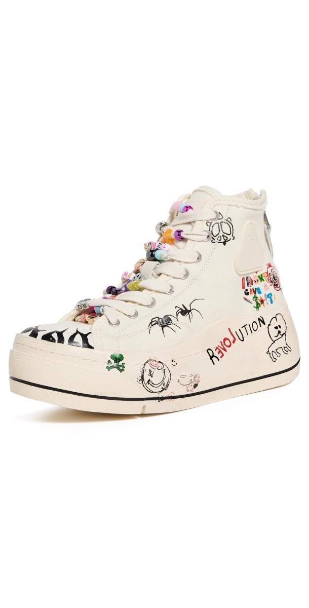 R13 Kurt High Top Sneakers Ecru